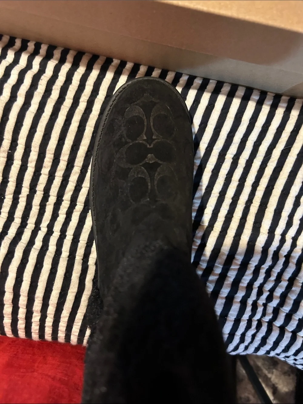 Coach Black Suede Shearling-Trim Lug Ankle Boot
